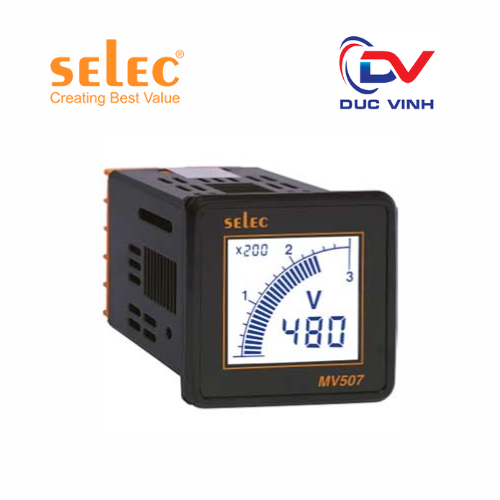 Đồng hồ đo điện áp 48x48mm màn LCD SELEC MV507
