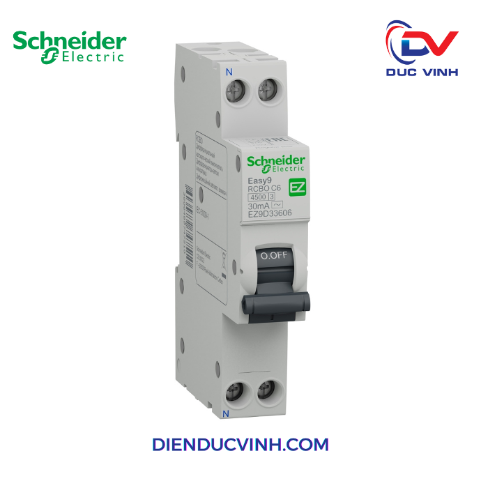 Easy9 RCBO 1PN C 6A 30mA AC SLIM