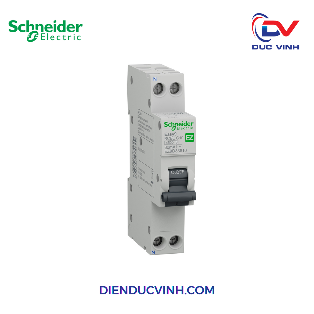 Easy9 RCBO 1PN C 10A 30mA AC SLIM