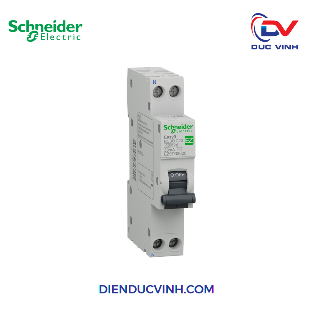 Easy9 RCBO 1PN C 20A 30mA AC SLIM